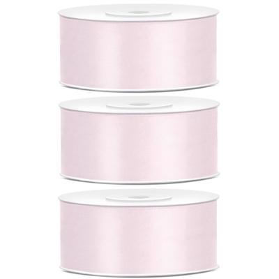 Sierlint satijn - 3x - Roze - 2.5 cm/25 mm x 25 meter - Cadeaulint satijnlint/sierlinten - Hobby