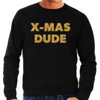 Foute Kersttrui sweater - x-mas dude - goud / glitters - zwart - heren - kerstkleding
