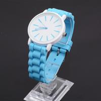 Eenvoudige stijl ronde Dial Jelly siliconen riem quartz horloge (licht blauw)