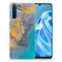 OPPO A91 TPU Siliconen Hoesje Marble Blue Gold - thumbnail