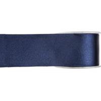 Satijn sierlint - donkerblauw - Hobby/decoratie cadeau lint - 2,5 cm x 25 meter