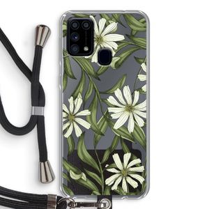 Wit bloemenpatroon: Samsung Galaxy M31 Transparant Hoesje met koord