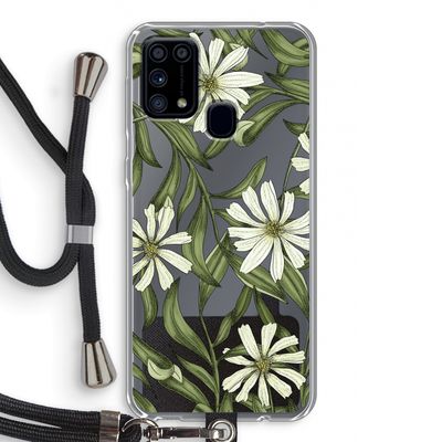 Wit bloemenpatroon: Samsung Galaxy M31 Transparant Hoesje met koord