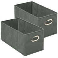 Set van 2x stuks opbergmand/kastmand 7 liter grijsgroen linnen 31 x 15 x 15 cm - thumbnail