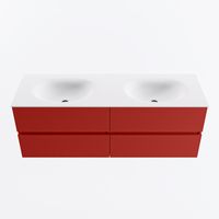 MONDIAZ VICA 140cm badmeubel onderkast Fire 4 lades. Wastafel MOON dubbel 2 kraangaten, kleur Talc.