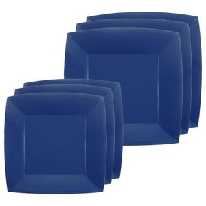 Feest/verjaardag bordjes set - 20x stuks - donkerblauw - 18 cm en 23 cm