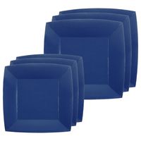 Feest/verjaardag bordjes set - 20x stuks - donkerblauw - 18 cm en 23 cm - thumbnail