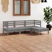 4-delige Loungeset massief grenenhout grijs
