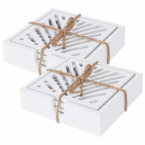 Onderzetters voor glazen - 8x - hout - wit - 10 x 10 cm