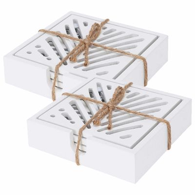 Onderzetters voor glazen - 8x - hout - wit - 10 x 10 cm