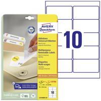 Avery-Zweckform L4744REV-25 96 x 50.8 mm Papier Wit 300 stuk(s) Weer verwijderbaar Universele etiketten Inkt, Laser, Kopie 30 vel DIN A4