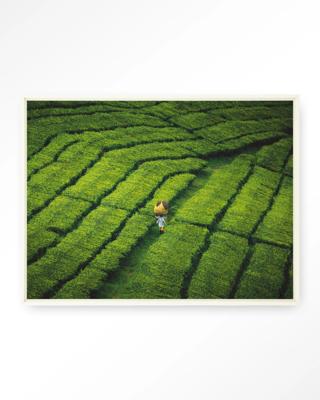 Urban Cotton Wandkleed 'Tote Pengalengan' 110 x 145cm in Floating Frame - off white