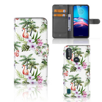 Bookcase Moto E6s Telefoonhoesje met Pasjes Flamingo Palms - thumbnail