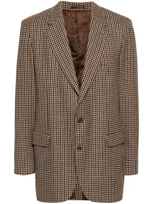 Burberry Pre-Owned blazer en laine à motif pied-de-poule (années 1980) - Marron