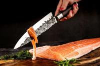 Coltello da chef - FORGIATO - SEBRA - Acciaio giapponese 440C - Manico in legno di Dalbergia - L 20,5 cm