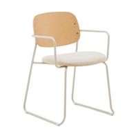 Kave Home Meli eetkamerstoel met arm multiplex chenille Beige