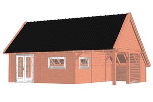 Kapschuur De Hofstee XXL 950x720 cm - Combinatie 1- Kapschuurdak- Onbehandeld lariks Douglas hout- Trendhout