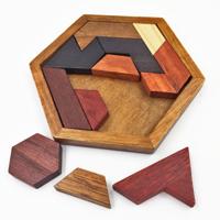 Kinderen Houten Speelgoed Hexagon Puzzel Geometrische Abnormity Vorm Puzzel Tangram
