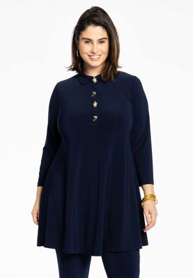 Yoek Tuniek wide bottom knopen | Blauw | Maat 58/60