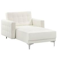 Beliani - ABERDEEN - Chaise longue - Wit - Symmetrisch - Kunstleer