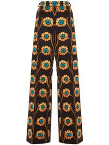 La DoubleJ pantalon La Comasca à fleurs - Marron