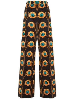 La DoubleJ pantalon La Comasca à fleurs - Marron