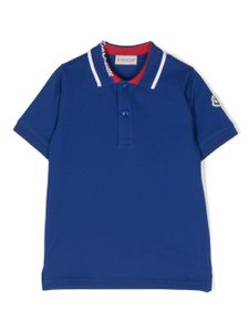 Moncler Enfant polo en coton à patch logo - Bleu