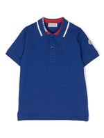 Moncler Enfant polo en coton à patch logo - Bleu - thumbnail