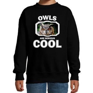 Dieren uil sweater zwart kinderen - owls are cool trui jongens en meisjes