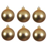 6x Gouden glazen kerstballen 6 cm mat - thumbnail