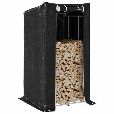 VidaXL Haardhoutrek met regenhoes 100x100x200 cm gegalvaniseerd staal