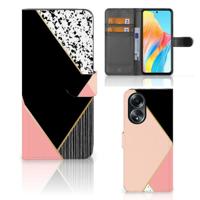 OPPO A58 4G | Book Case | Zwart Roze Vormen