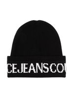 Versace Jeans Couture bonnet nervuré à logo en intarsia - Noir - thumbnail