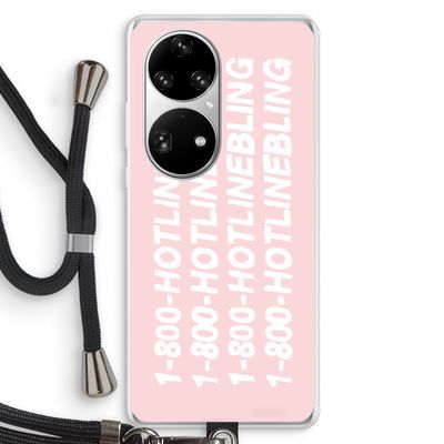 Hotline bling pink: Huawei P50 Pro Transparant Hoesje met koord
