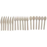Gerimport Bestekset - bamboe - 18x - vorken - lepels - messen - naturel Gerimport Bestekset - bamboe - 18x - vorken - lepels - messen - naturel