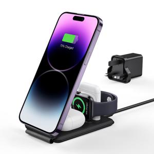 HaloLock 3-in-1 Travel Wireless Charging Set Black