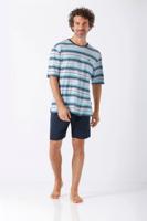 Blauwe gestreepte heren shortama Hajo