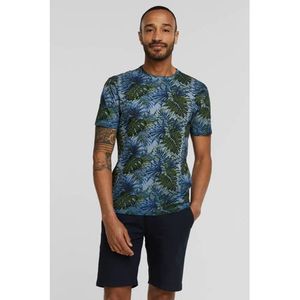 Twinlife T-shirt met bladprint dark denim