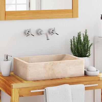 Gootsteen 45x30x12 cm marmer hoogglans crèmekleurig