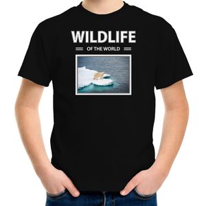 IJsbeer foto t-shirt zwart voor kinderen - wildlife of the world cadeau shirt IJsberen liefhebber XL (158-164)  -