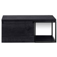 Frozen Badmeubelset 100 cm - Greeplijst in Kleur - Zwart Frame - Wastafelbovenblad Black Oak