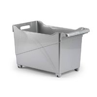 Plasticforte opberg Trolley Container - zilver - op wieltjes - L45 x B24 x H27 cm - kunststof - Opberg trolley - thumbnail