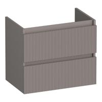 Brauer Joy Wavy - Onderkast Ondiep - 60 cm - met 2 Softclose Lades Greeploos en 1 Sifon Uitsparing - Mat Taupe