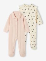 Set met 2 katoenen slaappakjes voor baby's roze (poederkleur) - thumbnail