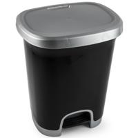 PlasticForte Pedaalemmer - kunststof - zwart-zilver - 18 liter   -