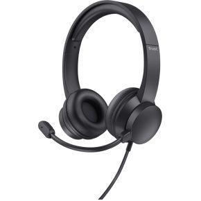 Trust HS-201 Headset Bedraad Hoofdband Kantoor/callcenter USB Type-A Zwart