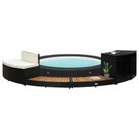 VidaXL Spa-ombouw poly rattan en acaciahout zwart