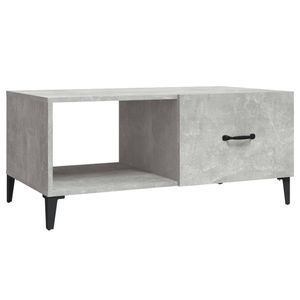 The Living Store Salontafel Betongrijs 90 x 50 x 40 cm - Stevig bewerkt hout en ijzer