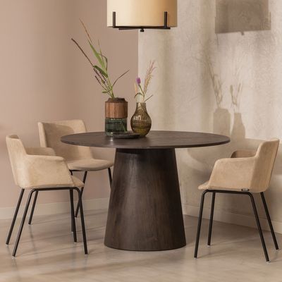 WOOOD Exclusive Ronde Eettafel 'Maan' MDF, 120cm, kleur donkerbruin