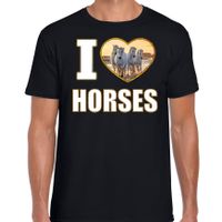 I love horses t-shirt met dieren foto van een wit paard zwart voor heren